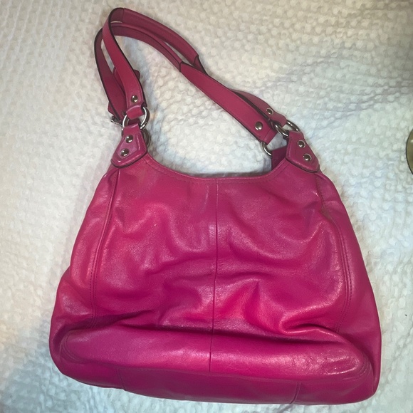 Coach Pink Leather Shoulder Bag | Slouchy Tote | Silver Hardware - Picture 2 of 6